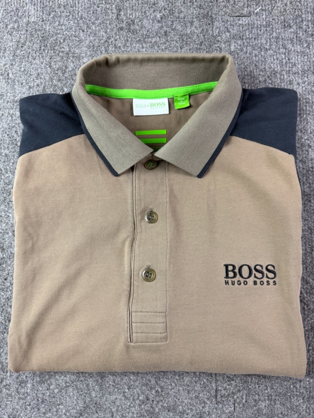 Martin Kaymer By Hugo Boss Men Cotton Short Sleeve Polo Shirt Size L Brown/White